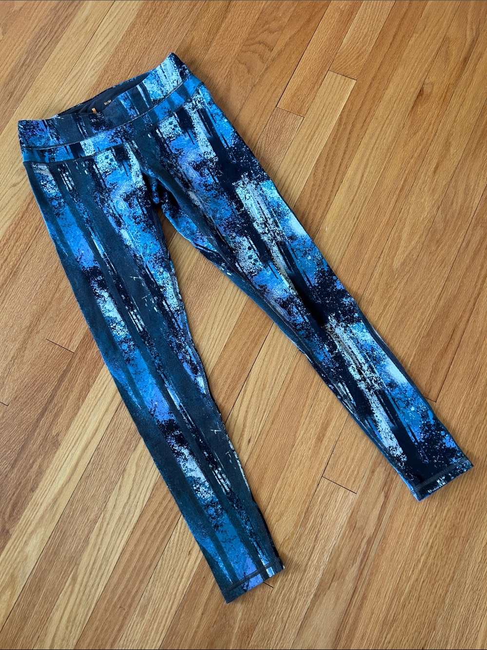 Lucy Studio Hatha Leggings Blue Abstract Print High Rise Small
